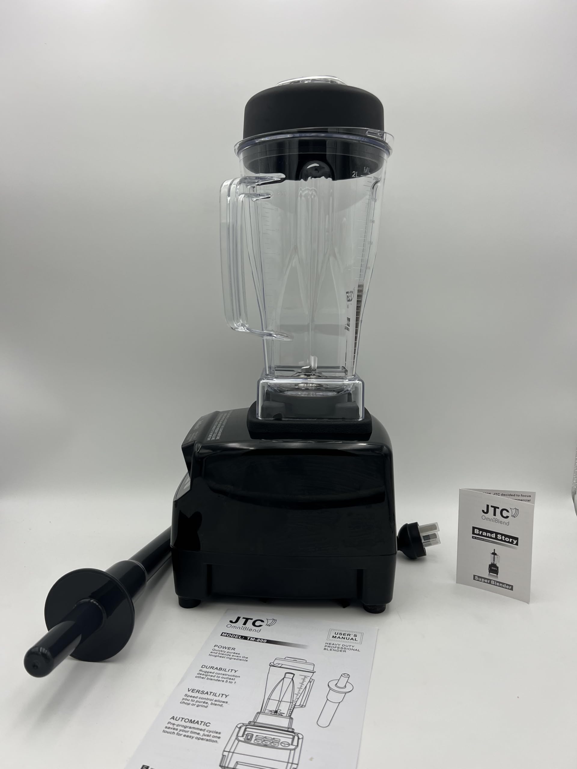 JTC TM 800 OmniBlend V 3 HP Professional heavy-duty Blender, 2.0 L BPA-Free Jug, Preset Speed Control, PreSet Times and Pulse function. 7 Year Warranty, Blend, Smoothie Blender, Black Color