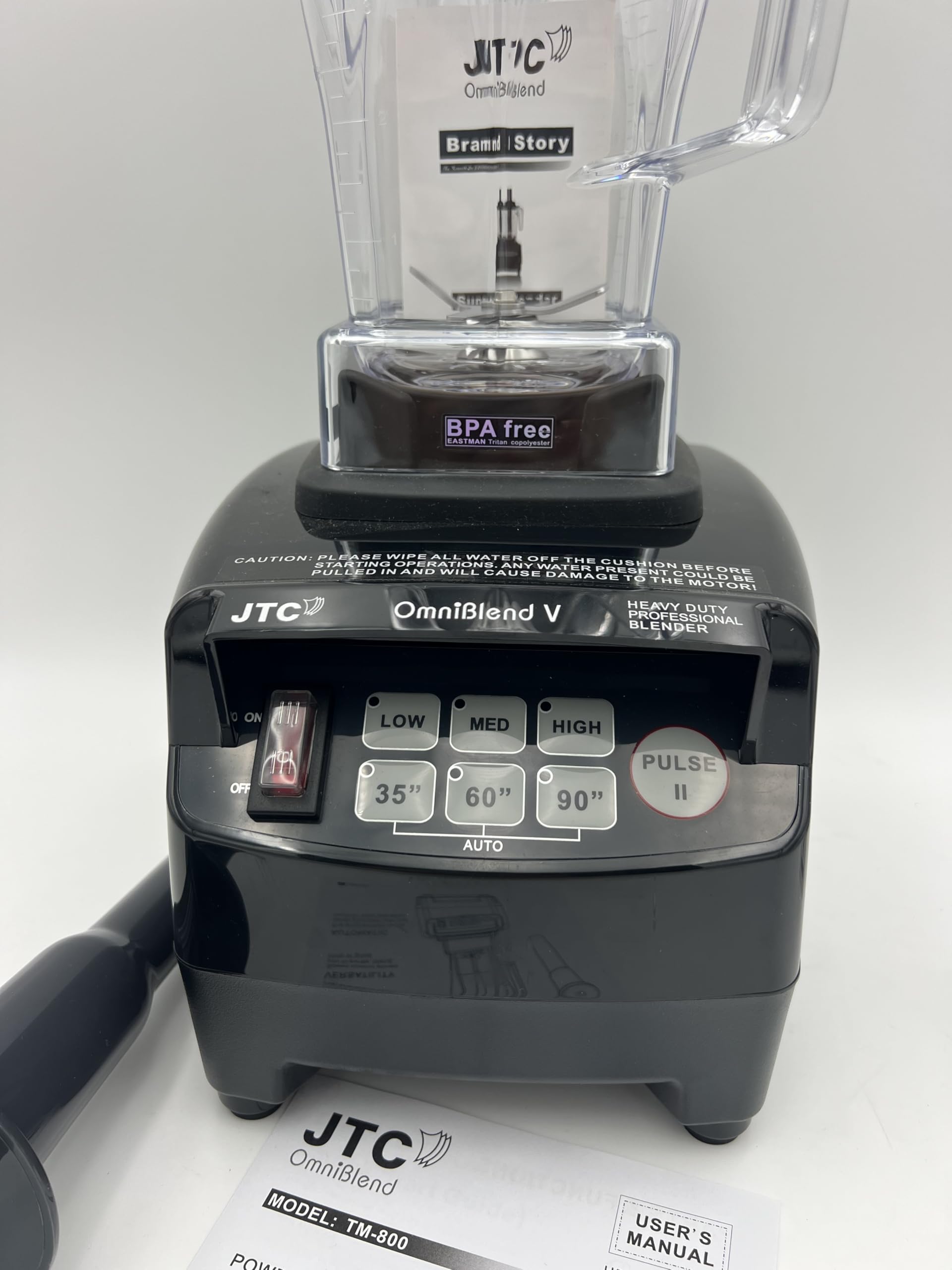 JTC TM 800 OmniBlend V 3 HP Professional heavy-duty Blender, 2.0 L BPA-Free Jug, Preset Speed Control, PreSet Times and Pulse function. 7 Year Warranty, Blend, Smoothie Blender, Black Color