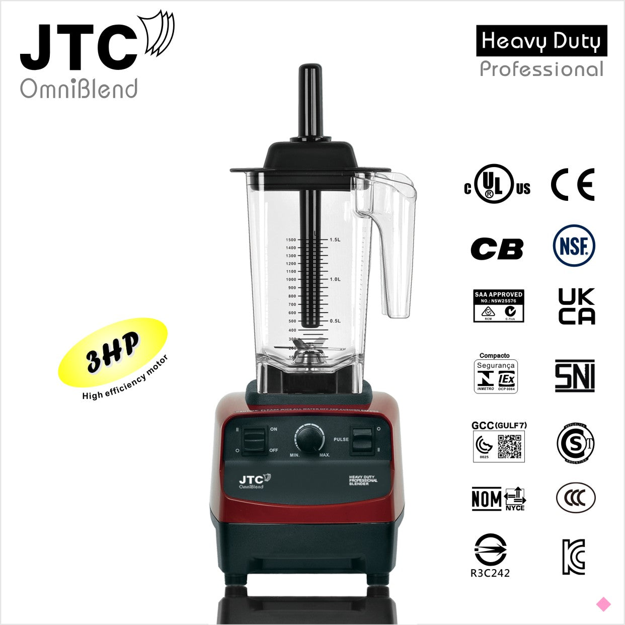 TM-767A B D 1.5Litre Jug with Clear lid or Rubber Lid Tamper Rod