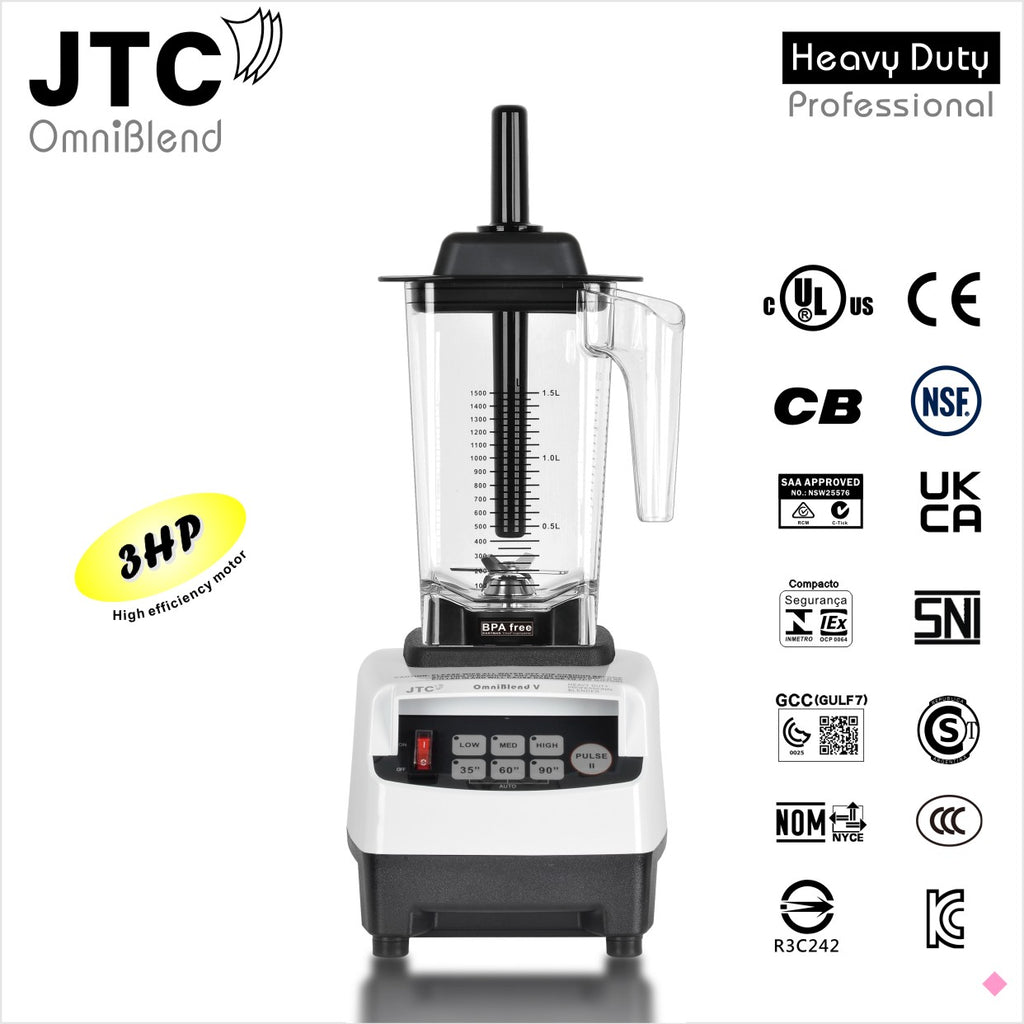 JTC OmniBlend V TM 800 Professional Blender, 1.5 Litre D Jug Set BPA-Free Container, Set Speed Settings with Set Timer