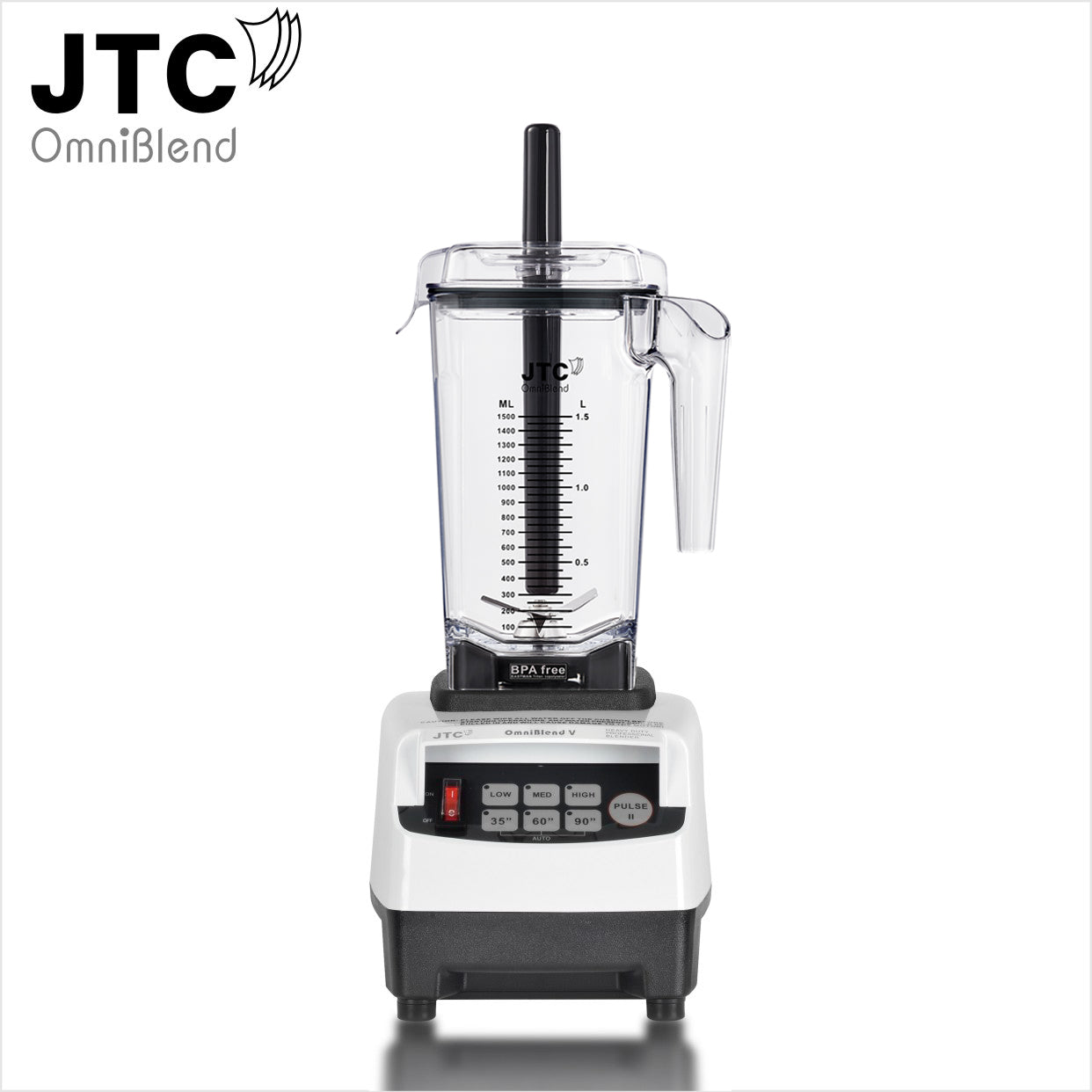 JTC OmniBlend V TM 800 Professional Blender, 1.5 Litre D Jug Set BPA-Free Container, Set Speed Settings with Set Timer