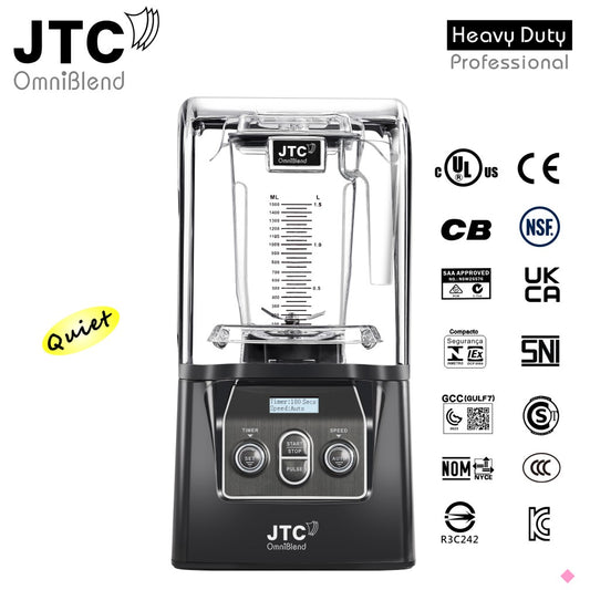 JTC OmniBlend VI 900 QD - 10 Speed, Set Mode, Pulse Mode, Powerful 3 HP Commercial High-Performance Blender. Blend Built in Sound Guard Technology, Removable for cleaning, 7 Year Warranty,