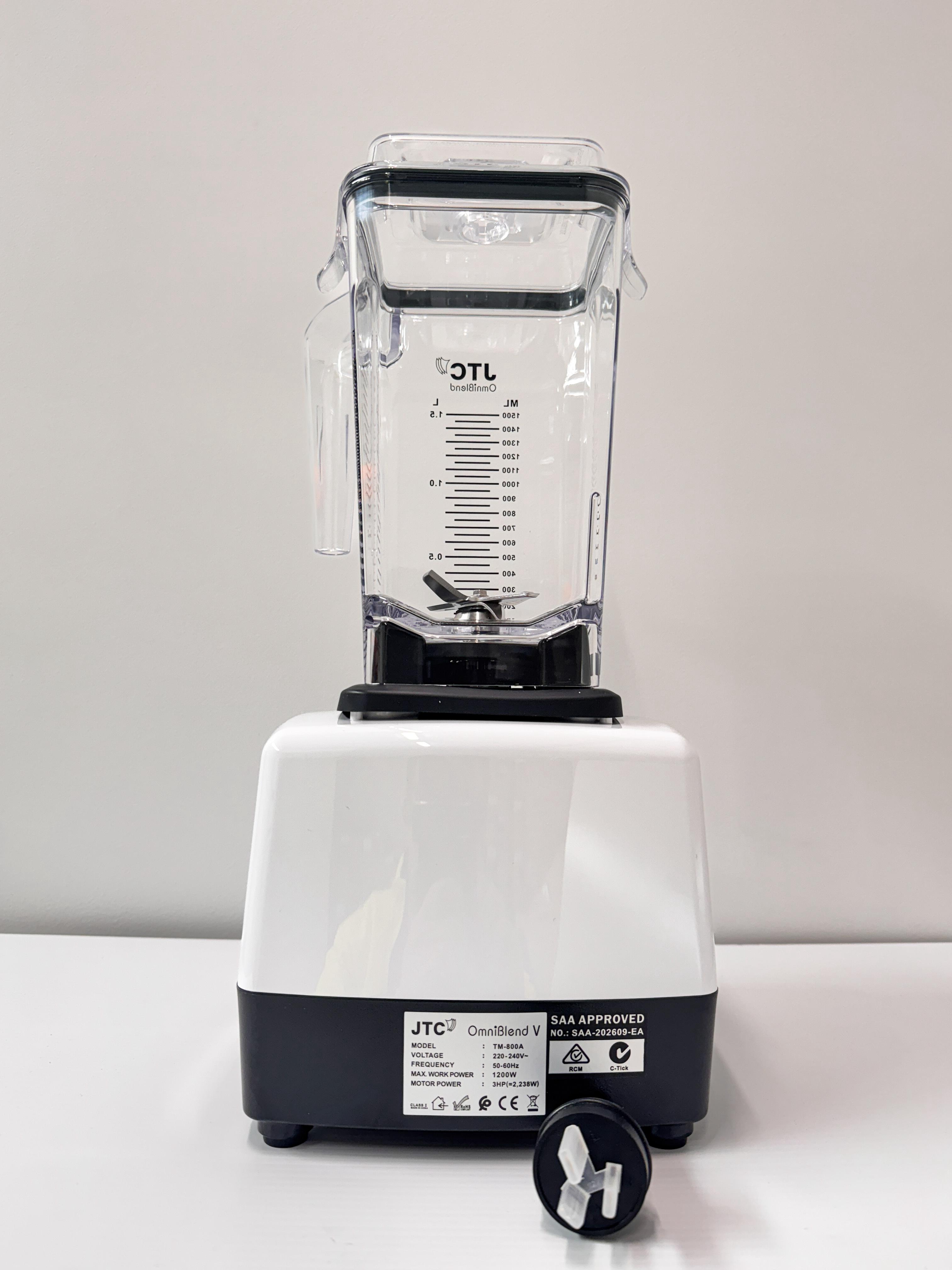 JTC OmniBlend V TM 800 Professional Blender, 1.5 Litre D Jug Set BPA-Free Container, Set Speed Settings with Set Timer