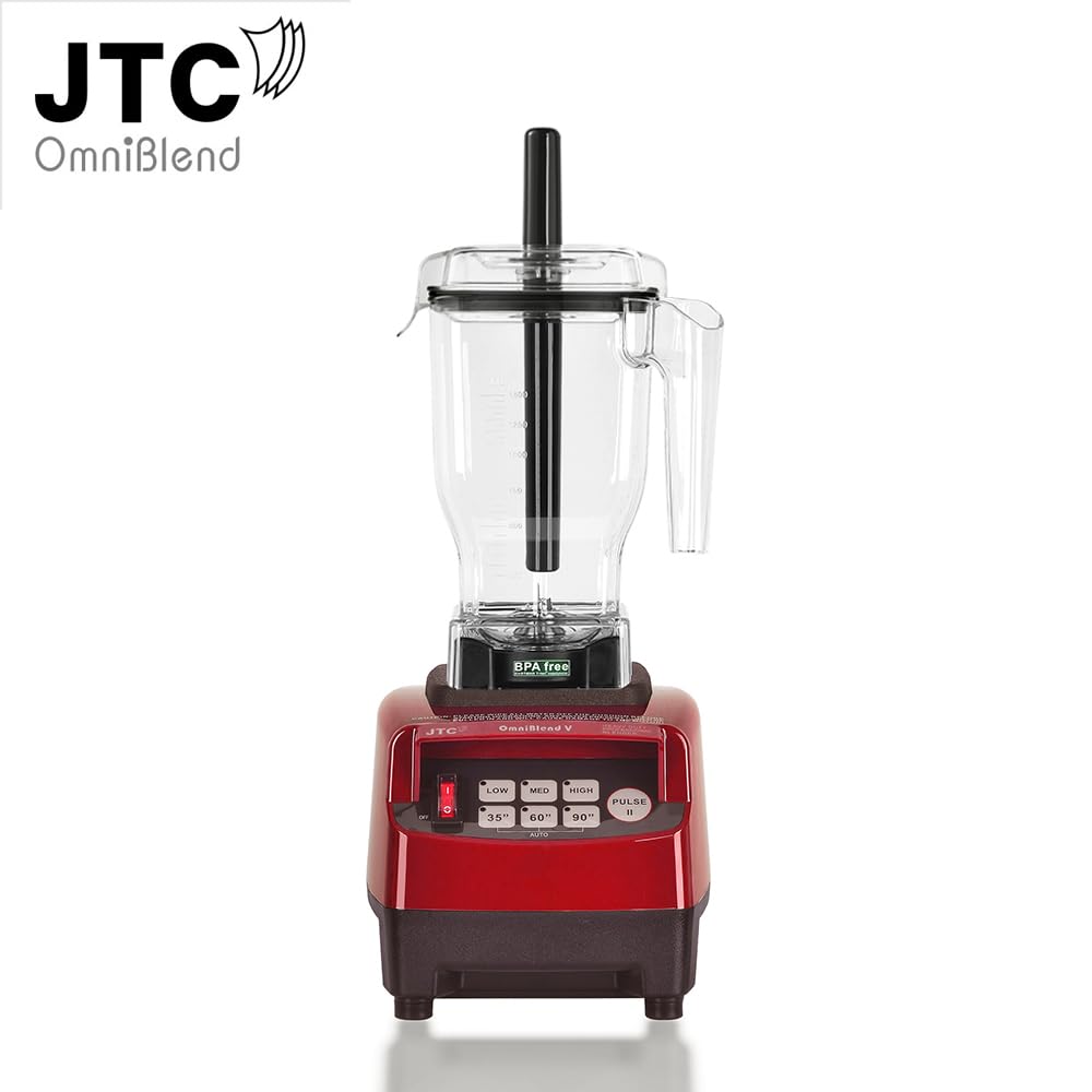JTC OmniBlend V TM 800 Maroon with 3 HP Professional Heavy-Duty Blender, 1.5Litre  D Jug with Tamper Rod BPA-Free Jug, Preset Speed Control, Preset Times and Pulse function. 7 Year Warranty, Blend, Smoothie Blender