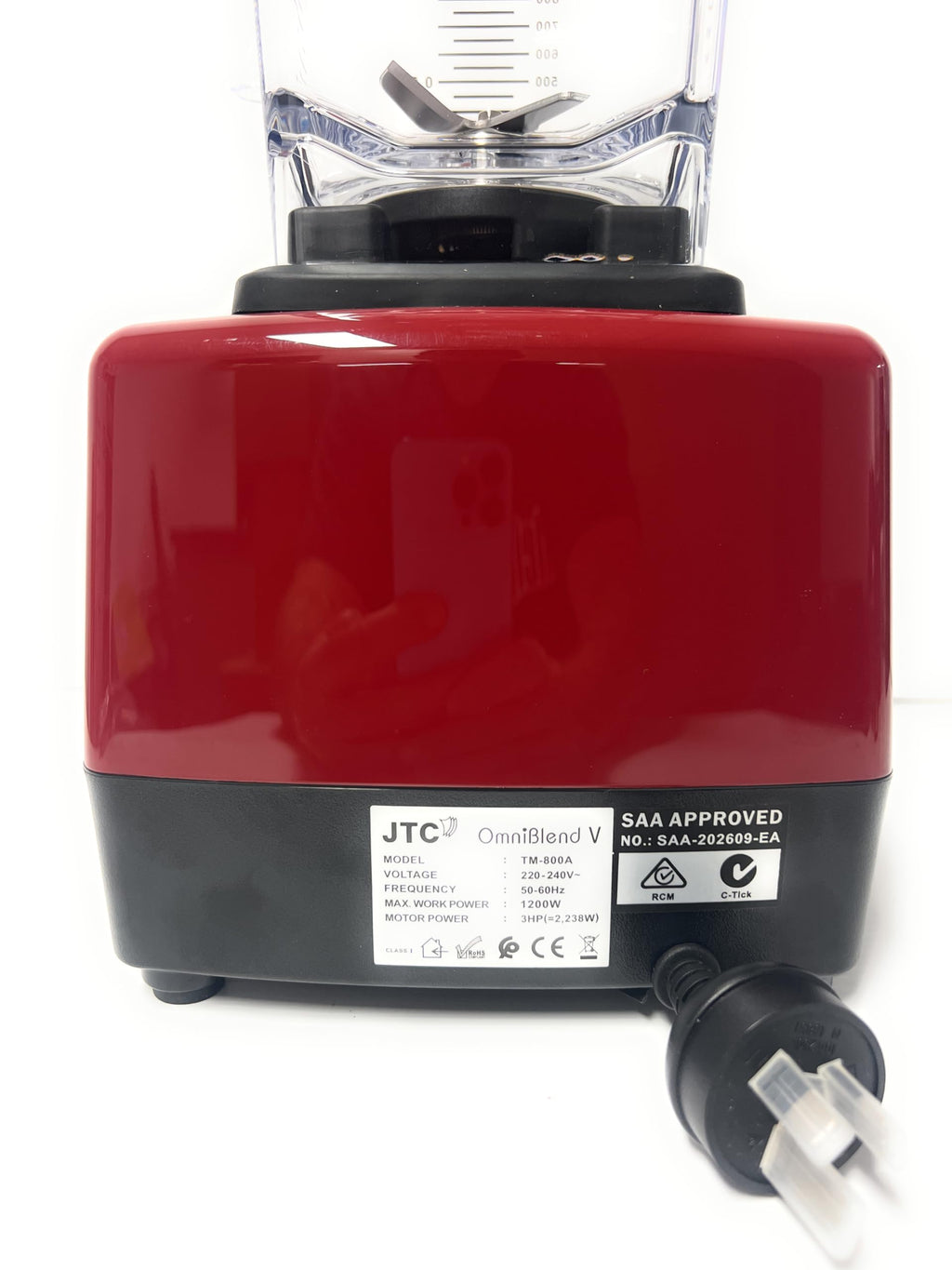 JTC OmniBlend V TM 800 Maroon with 3 HP Professional Heavy-Duty Blender, 1.5Litre  D Jug with Tamper Rod BPA-Free Jug, Preset Speed Control, Preset Times and Pulse function. 7 Year Warranty, Blend, Smoothie Blender