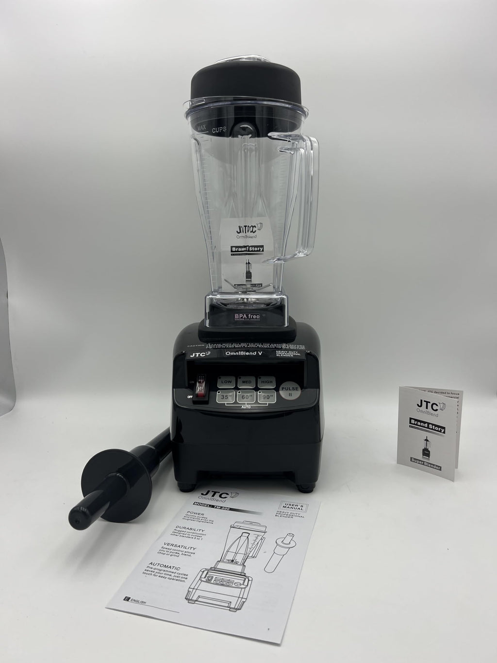 JTC TM 800 OmniBlend V 3 HP Professional heavy-duty Blender, 2.0 L BPA-Free Jug, Preset Speed Control, PreSet Times and Pulse function. 7 Year Warranty, Blend, Smoothie Blender, Black Color