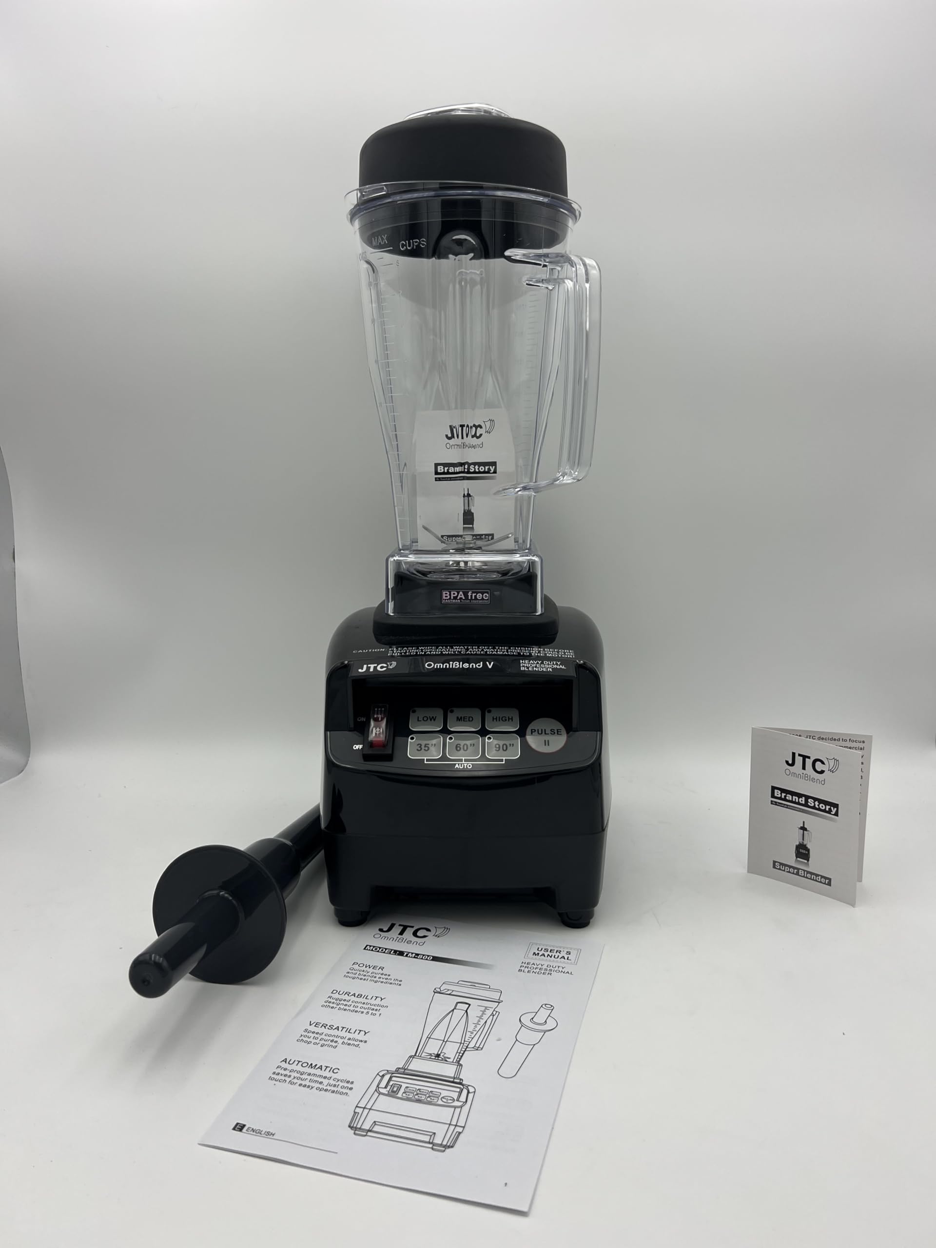 JTC TM 800 OmniBlend V 3 HP Professional heavy-duty Blender, 2.0 L BPA-Free Jug, Preset Speed Control, PreSet Times and Pulse function. 7 Year Warranty, Blend, Smoothie Blender, Black Color